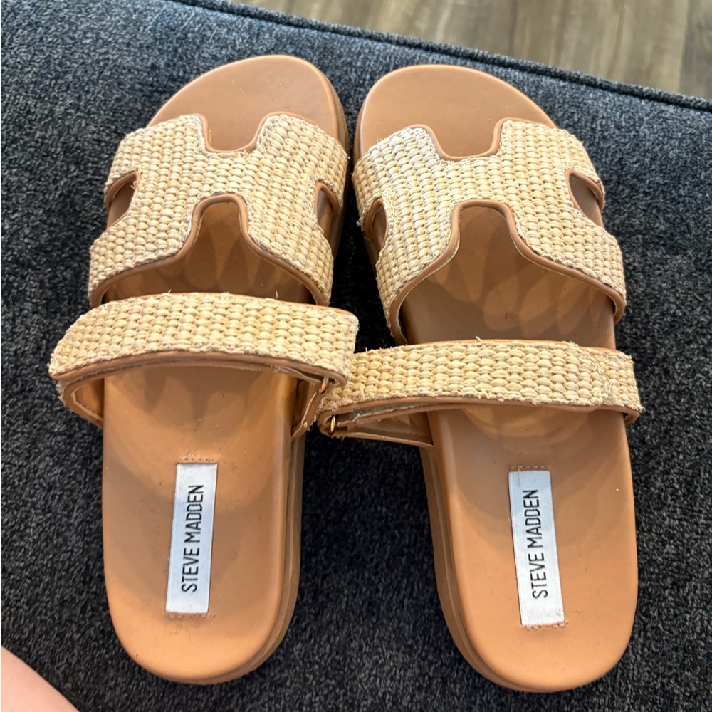 Steve Madden Beige Woven Strap Sandals